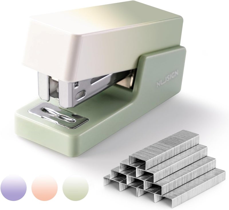 NUSIGN Mini Stapler with 830 Staples, Small Cute Desk Staplers, 25 Sheet Capacity, Green-White Gradient - Image 1
